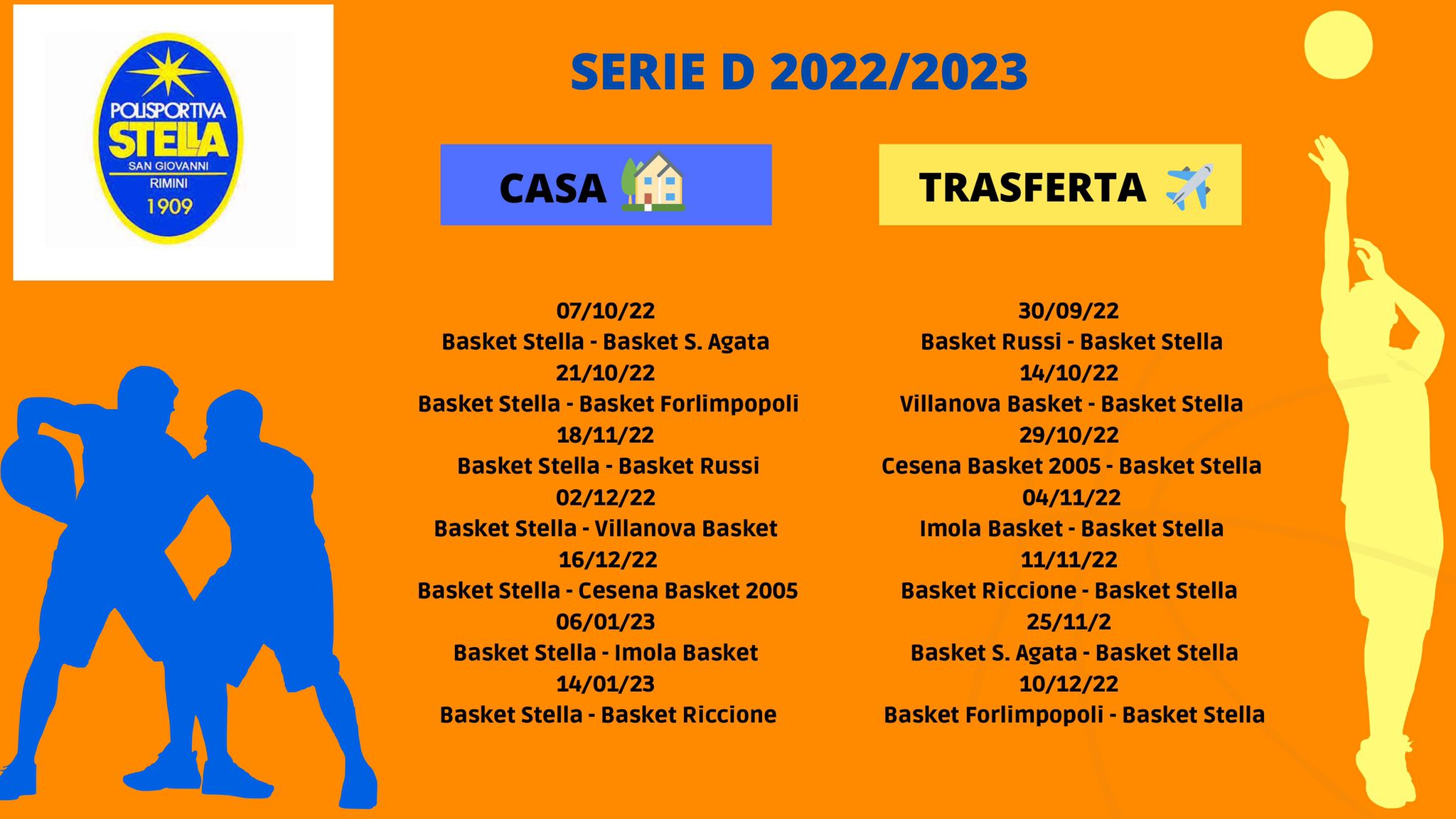 Calendario Serie D – Basket Stella